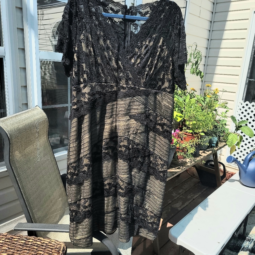 Women's Marina fancy lacey beaded black dress. Size 20W.